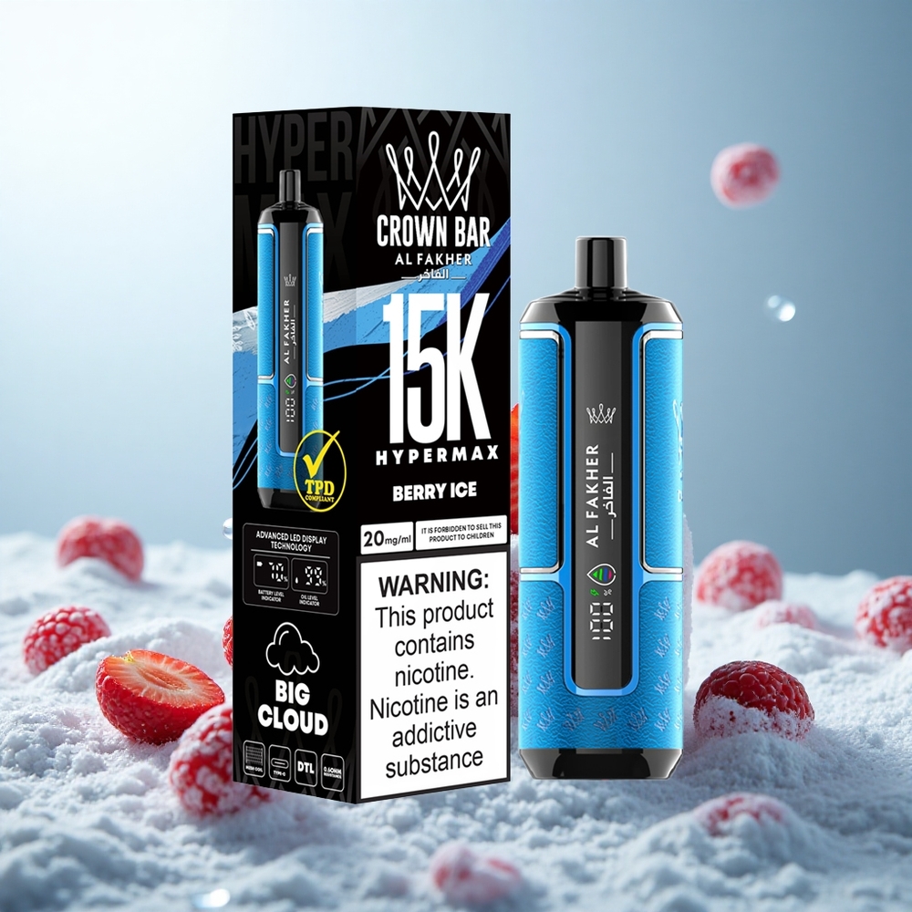 Al Fakher Crown Bar 15K Hypermax Beeren-Eis Kompakt Leicht