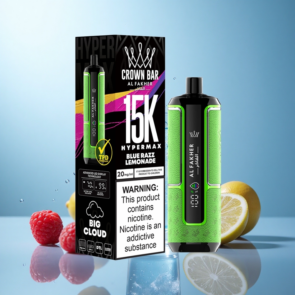 Al Fakher Crown Bar 15K Hypermax Blaue Himbeerlimonade mit 22ml und 600mAh