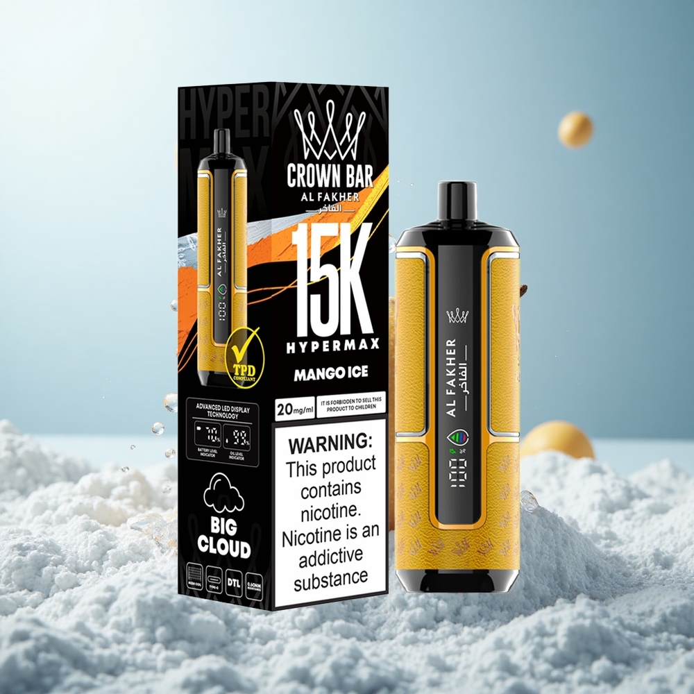 Al Fakher Crown Bar 15K Hypermax Mango-Eis Kompakt Leicht