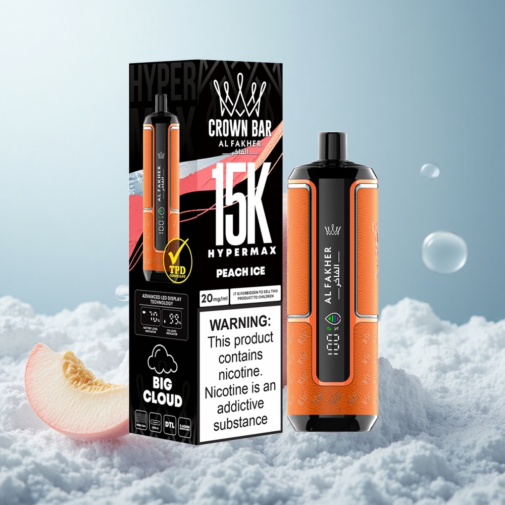 Al Fakher Crown Bar 15K Hypermax Pfirsich-Eis Kompakt Leicht