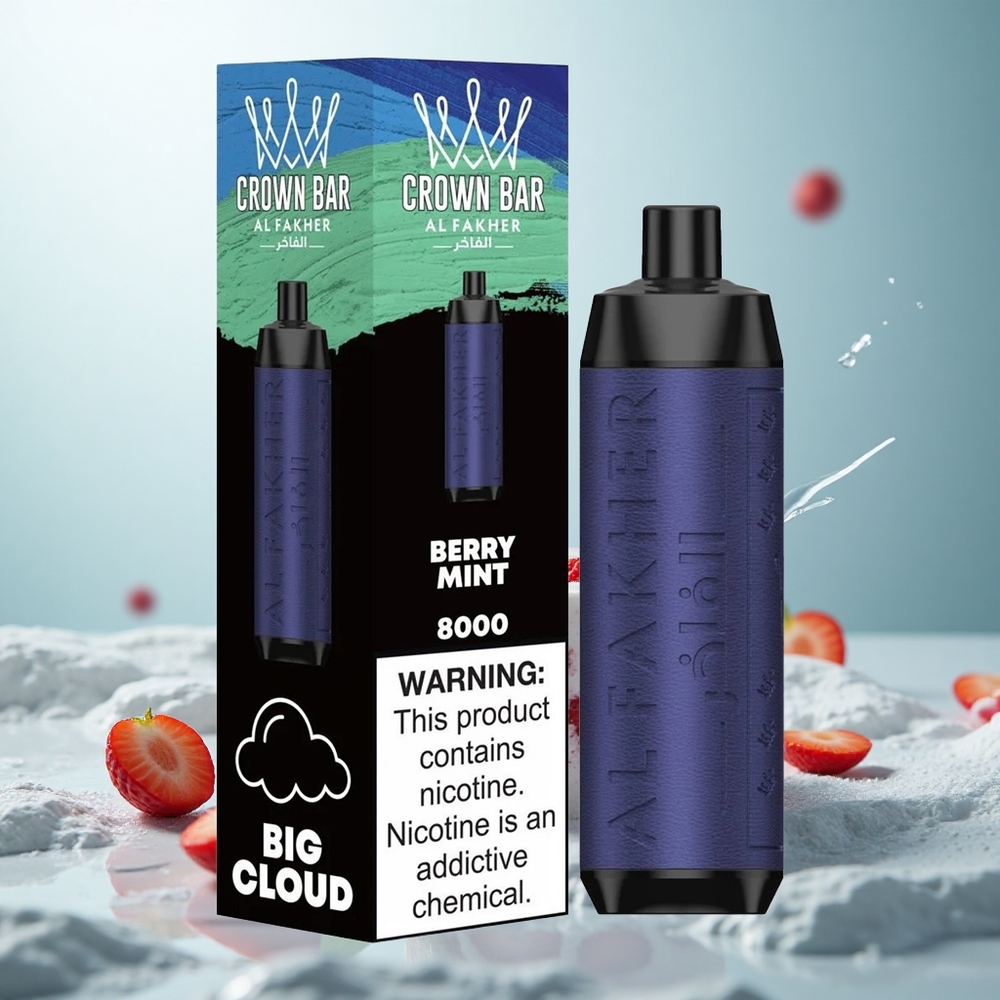 Al Fakher Crown Bar 8000 Crystal Beerenminze mit 18ml Flüssigkeit und 5mg Nikotin