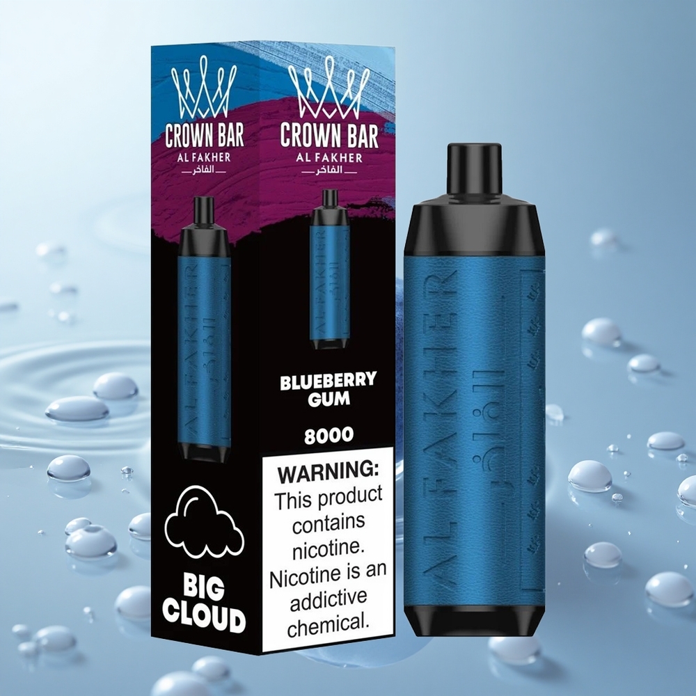 Al Fakher Crown Bar 8000 Crystal Blaubeerkaugummi mit 5mg Nikotin und 600mAh Akku