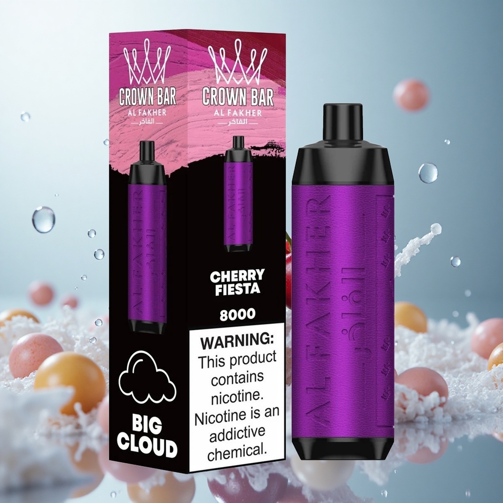 Al Fakher Crown Bar 8000 Crystal Kirschfest mit 18ml Flüssigkeit und 5mg Nikotin