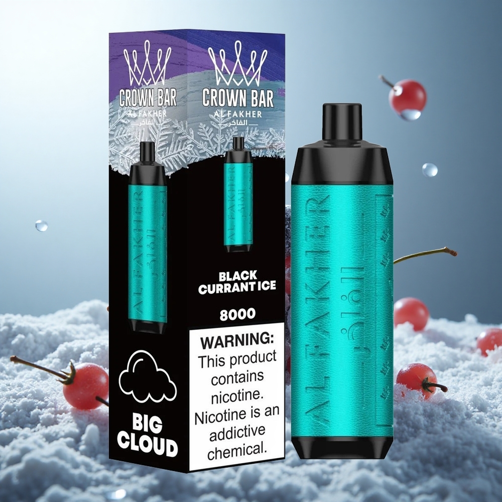 Al Fakher Crown Bar 8000 Crystal Schwarze Johannisbeere Eis Typ-C 5mg
