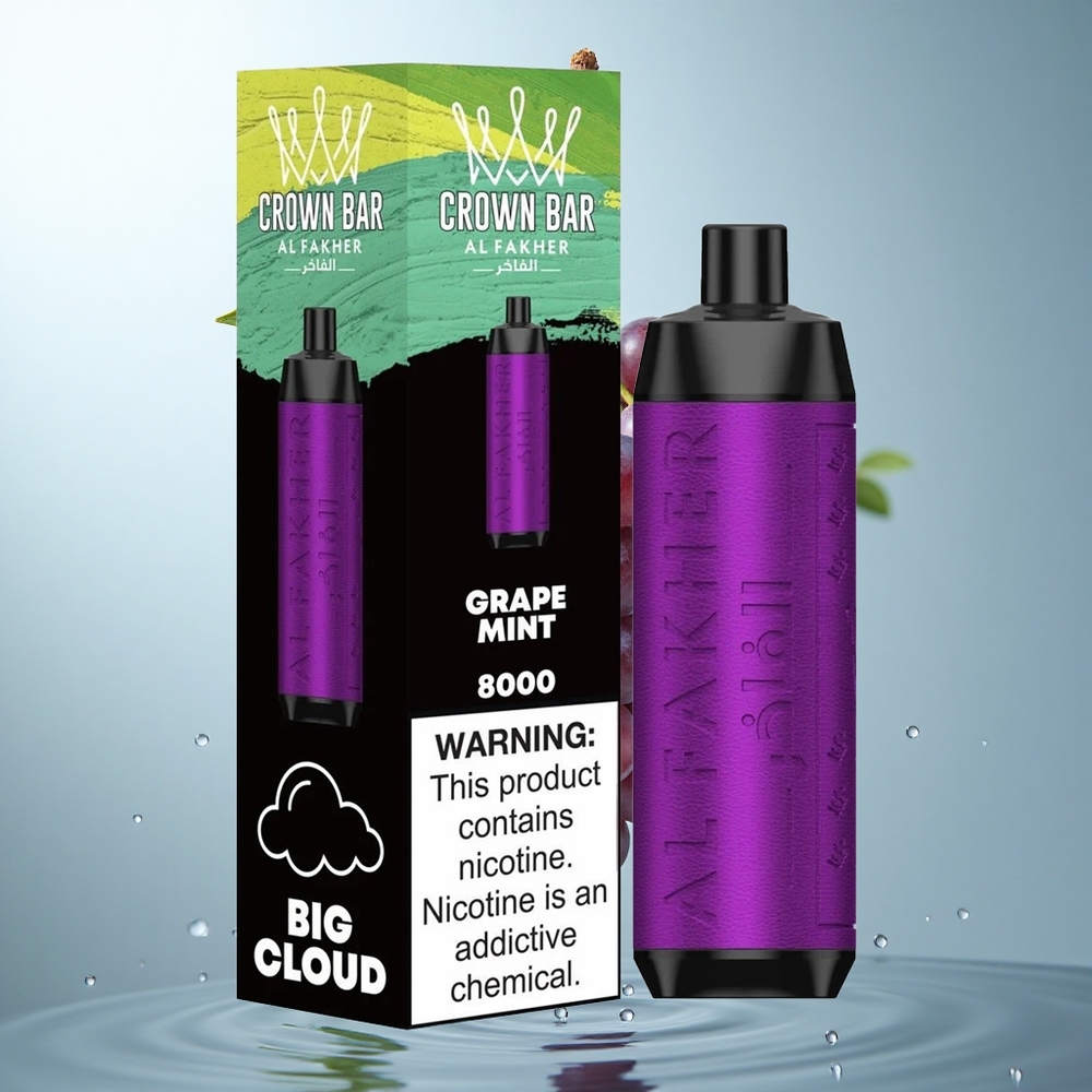 Al Fakher Crown Bar 8000 Crystal Traubenminze mit 18ml Flüssigkeit und Typ-C-Ladung