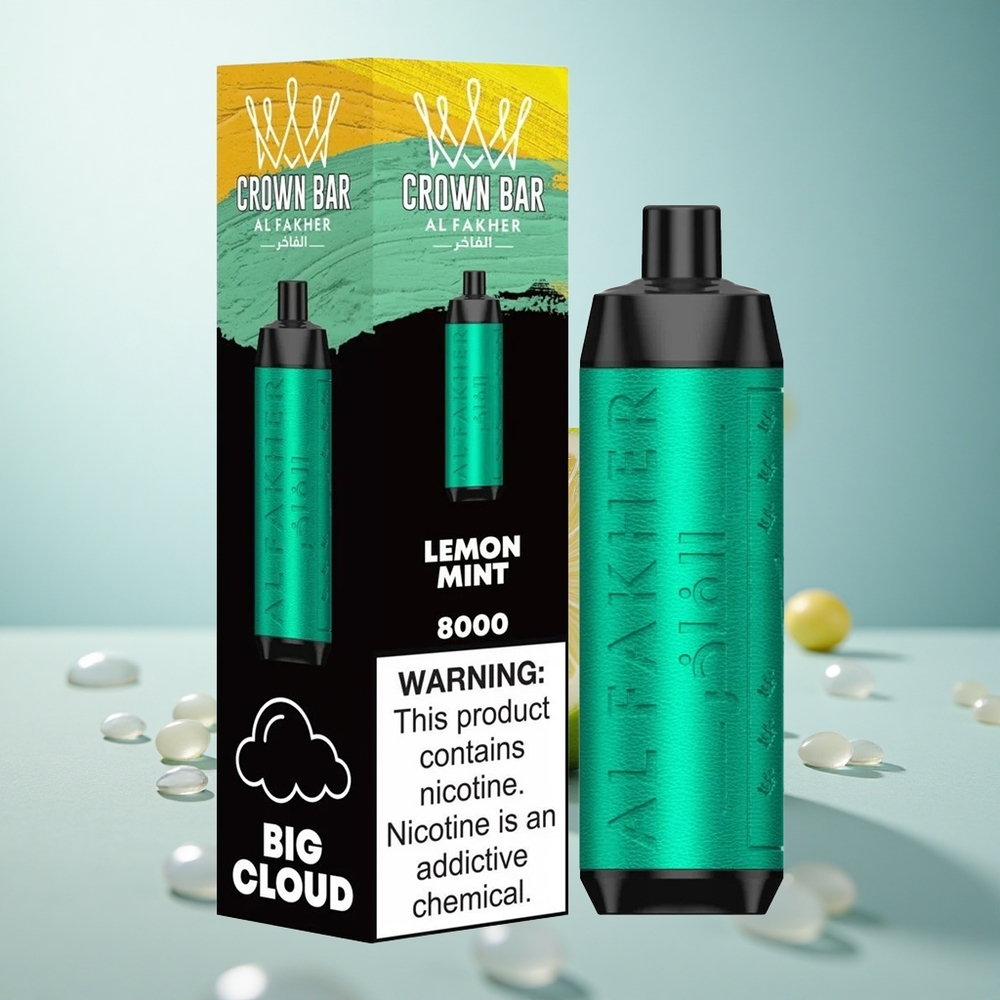 Al Fakher Crown Bar 8000 Crystal Zitronenminze mit Typ-C-Ladung und 5mg Nikotin