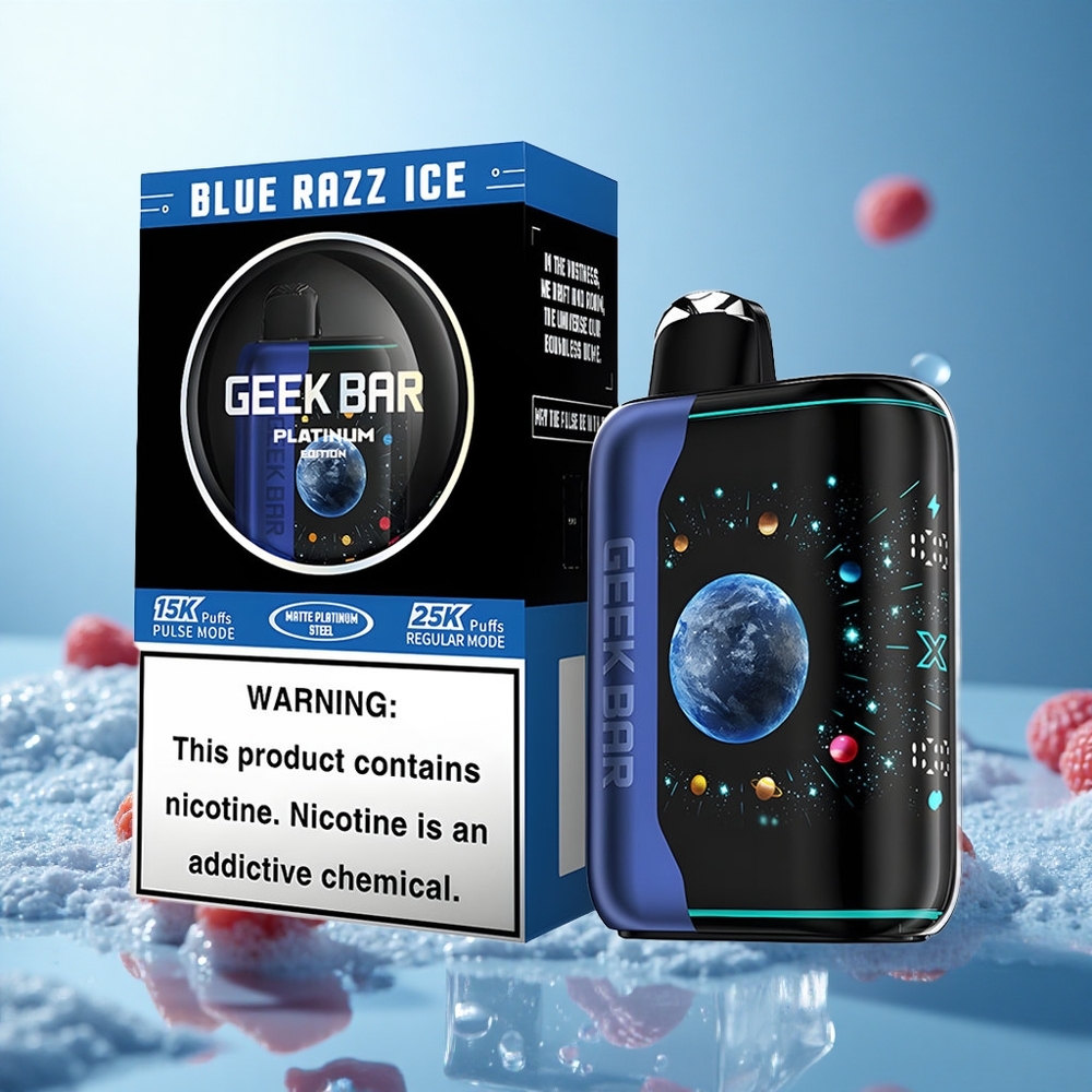 GEEK BAR Platinum Edition 25000 Blauer Himbeer-Eis mit Dual-Mesh-Spule und 2 Nikotin