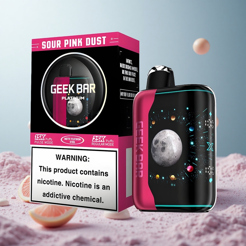GEEK BAR Platinum Edition 25000 Sauer Rosa Staub 20mL 2 Nikotin