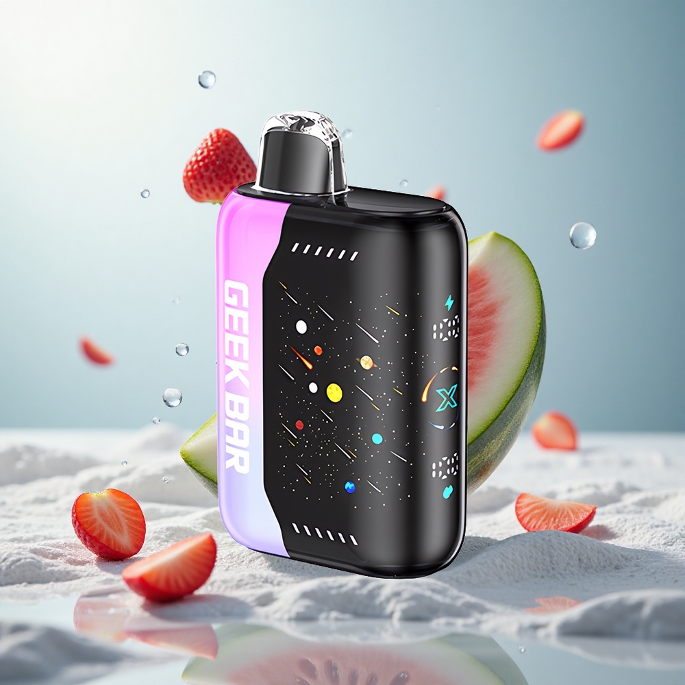 GEEK BAR Pulse X 42K Puffs Meteor Edition Erdbeer-Wassermelone Dual Mesh Coil Schnellladung