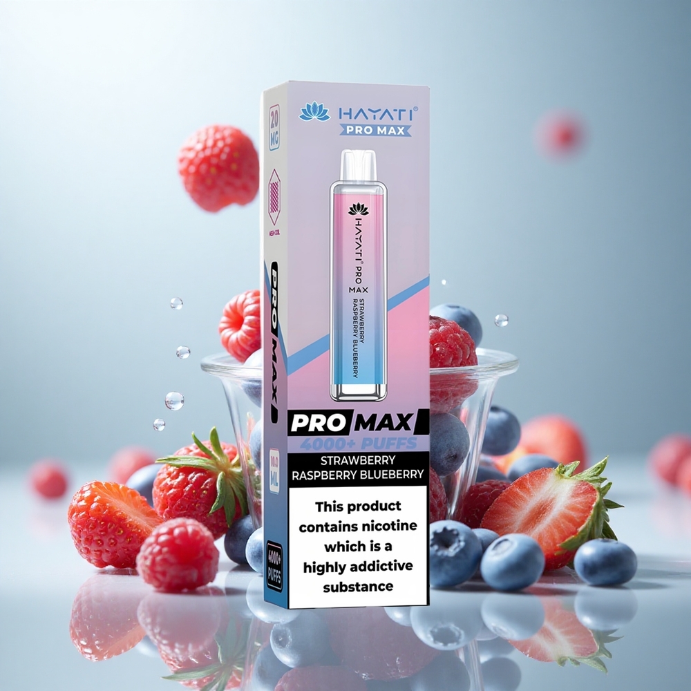 Hayati Pro Max 4000 Erdbeere Himbeere Blaubeere Dual Mesh LED Kristall