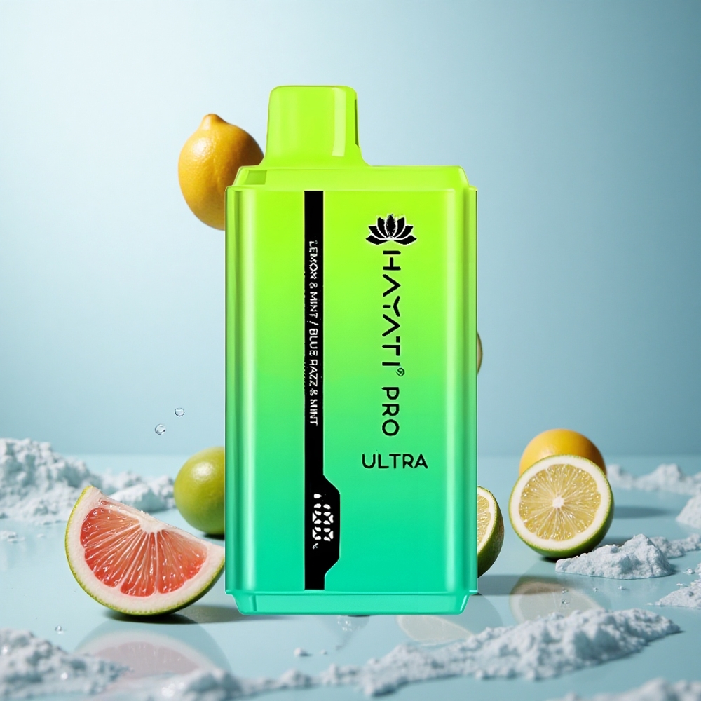 Hayati Pro Ultra 15000 Zitrone  Minze Blauer Himbeer  Minze mit 850mAh und 2 Nikotin