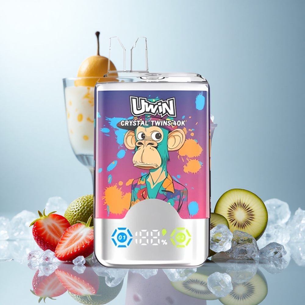 Uwin Crystal Twins 40000 Erdbeer-Kiwi-Trauben-Eis mit Doppelgeschmack und 32ml Füllmenge