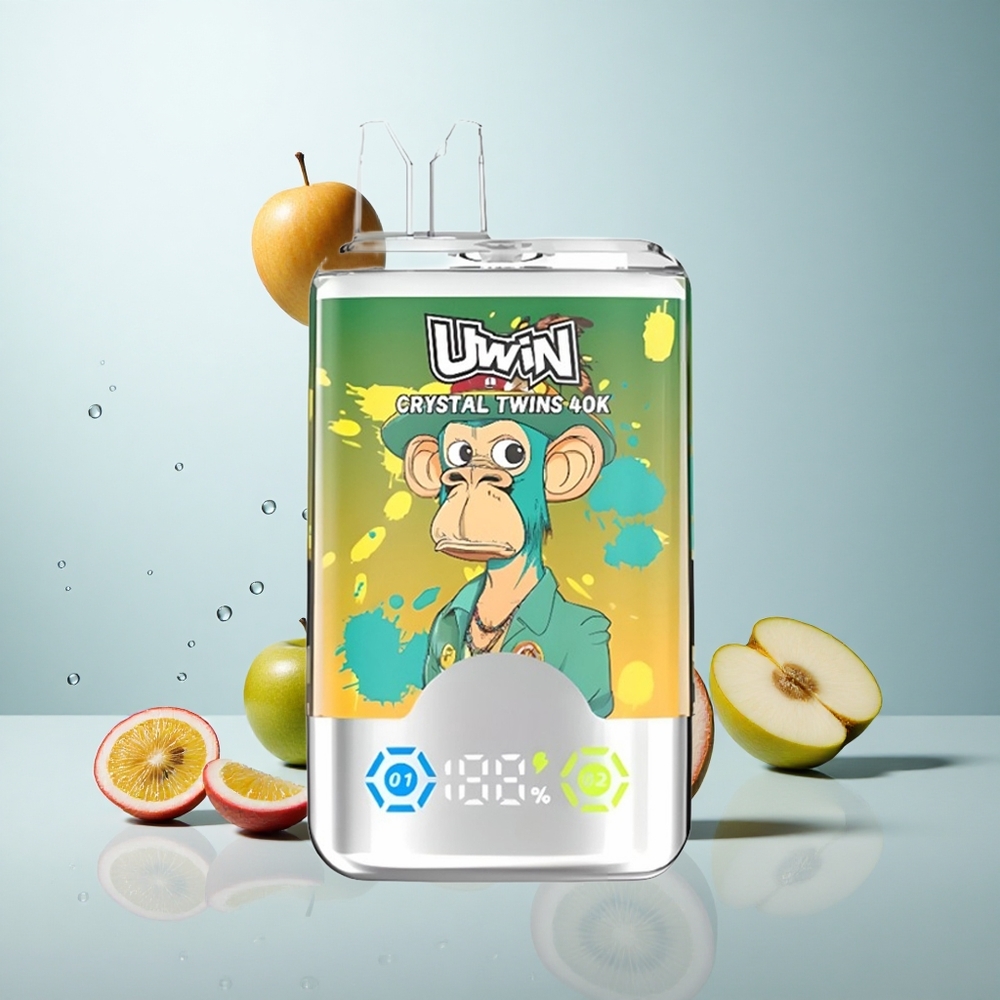 Uwin Crystal Twins 40000 Kiwi Passionsfrucht Guava Zwei Apfel Zwei Geschmacksrichtungen Typ-C