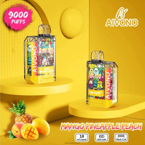Aivono AIM XXL 9000 Mundaufkleber transparent Mango-Ananas-Pfirsich N824049 | Aivono Österreich