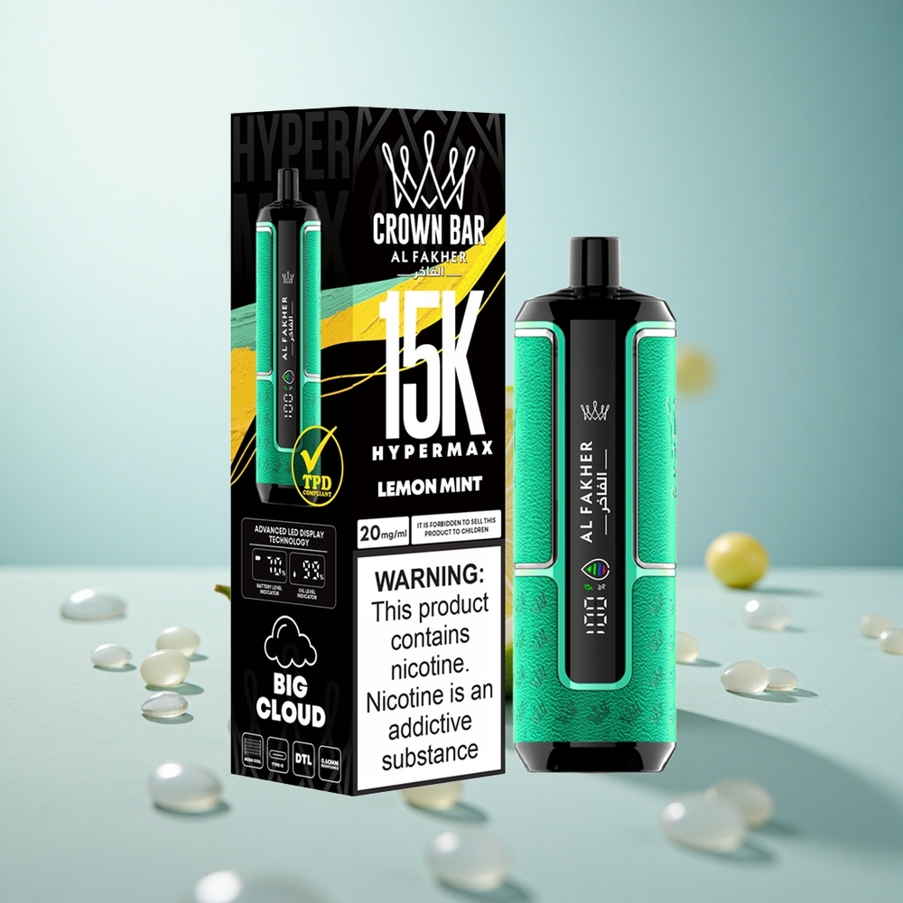 Al Fakher Crown Bar 15K Hypermax Zitronenminze Leicht Tragbar