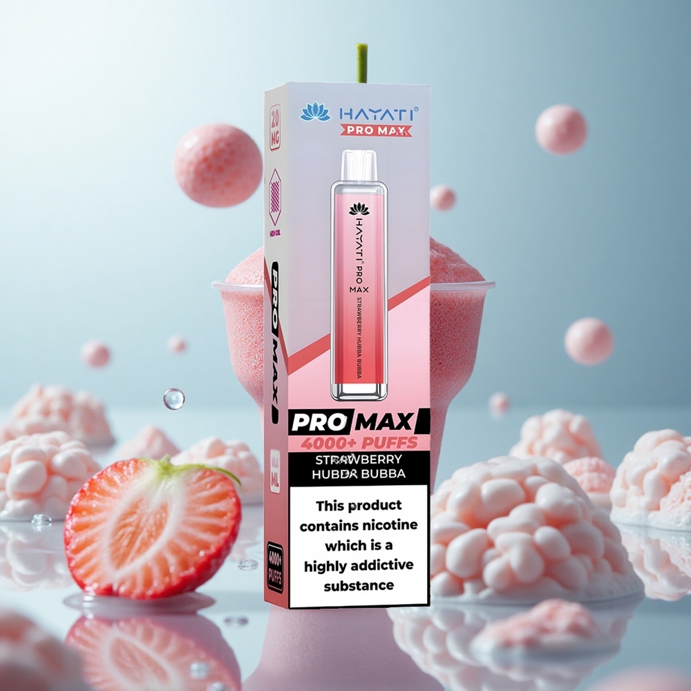 Hayati Pro Max 4000 Erdbeer-Hubba-Bubba Dual-Mesh Crystal