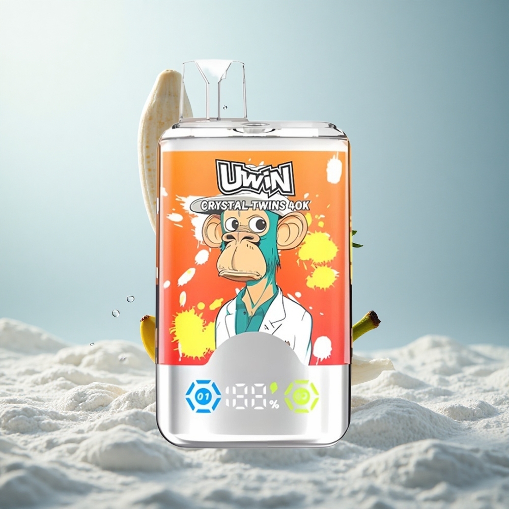 Uwin Crystal Twins 40000 Erdbeer-Banane-Liebe 66 mit Dual-Geschmack und Mesh-Spule