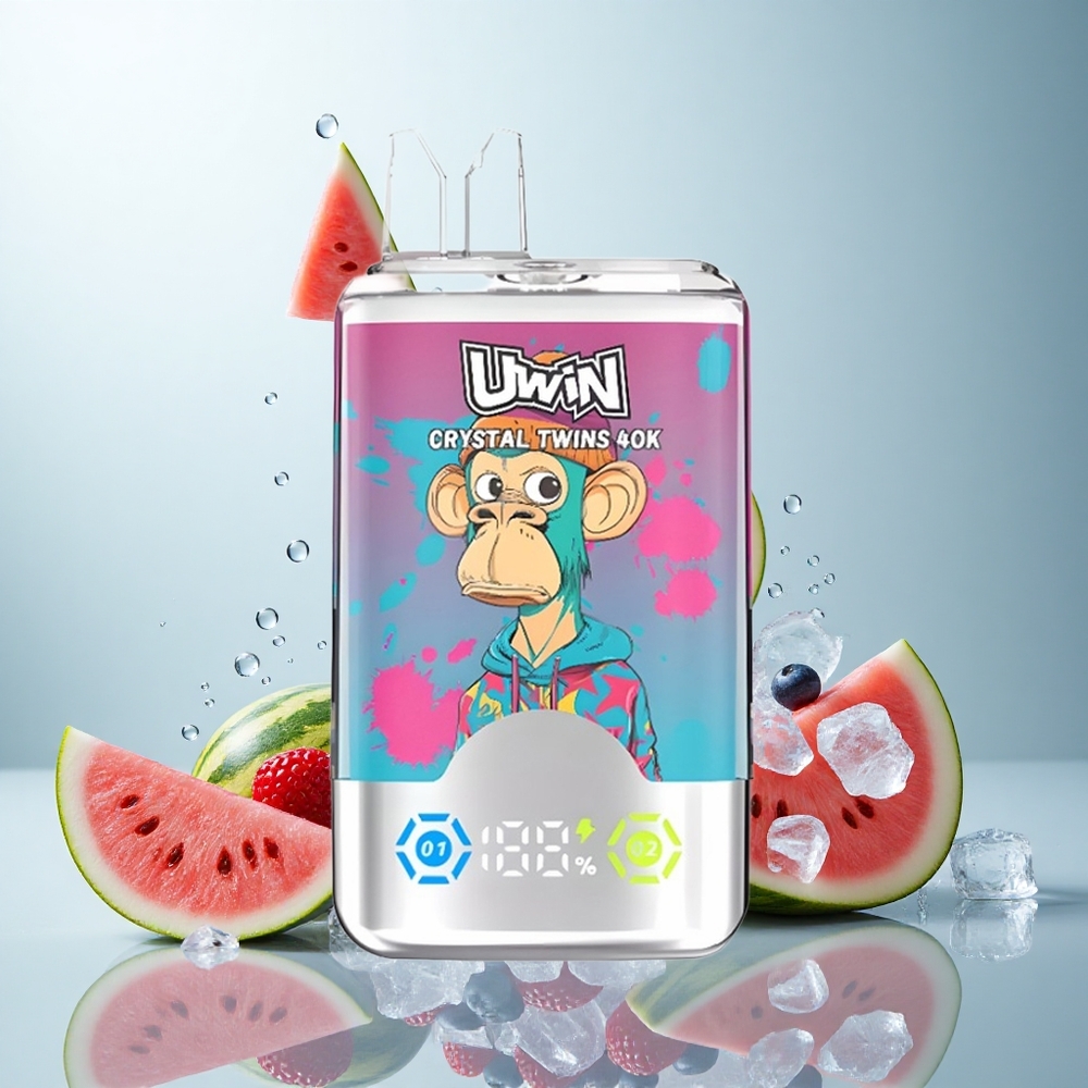 Uwin Crystal Twins 40000 Wassermelone-Eis Beerenmischung mit Dualgeschmack und 32ml